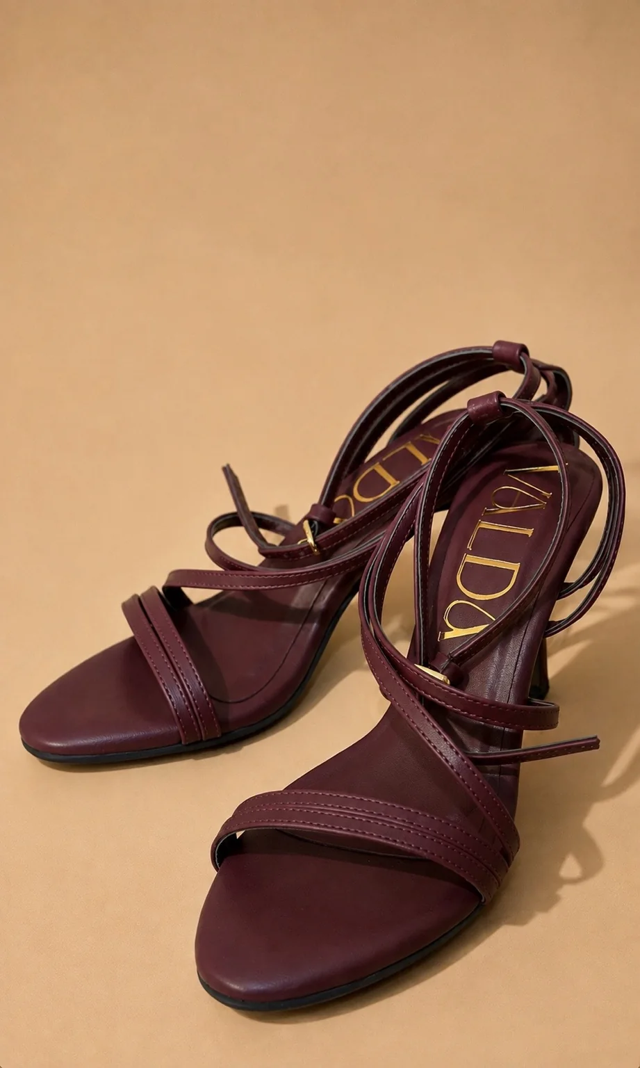 Fashion product photography of burgundy heels